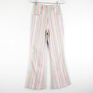 COP COPINE Paris Pants Womens 0 Colorful High Rise Flare Stretch Trousers
